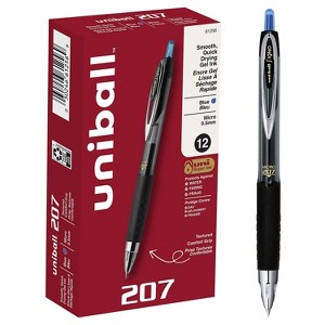 uni-ball uniball 207 Retractable Gel Pens Micro Point 0.5mm Blue Ink 12/Pack (61256) - 1 of 4