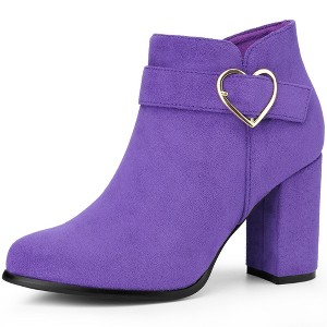 BLISSFUL STEP Buckle Chunky Heels with Side Zip Ankle Boots for Women - 1 of 4