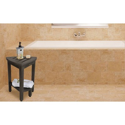 15" FlexiCorner GR163 Wide Teak Wood Shower Bench/Stool - CoastalVogue