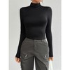 Coolmee Women's Turtleneck Long Sleeve Shirts Slim Fit Fashion Basic Tops Fall Winter Clothes - 3 of 4