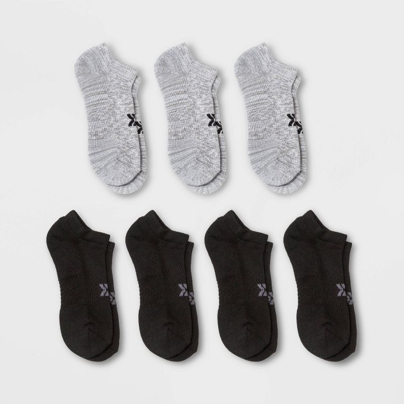 Women&#39;s Cushioned 6+1 Bonus Pack Low Cut Athletic Socks - All In Motion&#8482; Heather Gray/Black 4-10, 1 of 5