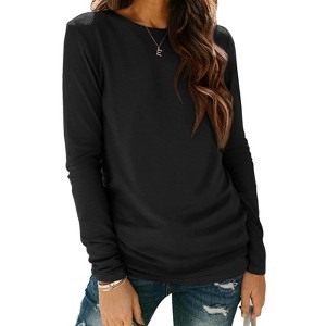 Women's Long Sleeve T-Shirt Stretch Breathable Basic Top Casual Workout Solid Color Crewneck Tee Fall Spring Fashion 2025 - 1 of 4