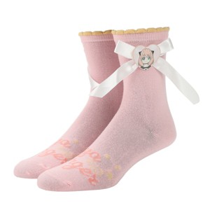 Spy X Family Anya Character Patch On 3D Bow Women’s Cradle Pink Casual Crew Socks - 1 of 4