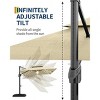 10ft Heavy Duty Cantilever Patio Umbrella with Solar LED Lights and Weighted Base, 2-Tier Aluminum Offset Outdoor Umbrella with 360-Degree Rotation - 3 of 4