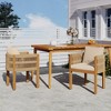 Set of 2 Acacia Wood Outdoor Dining Chairs with Rope Arms, Patio Chairs with Waterproof Washable Cushions, Modern Wooden Dining Chair for Garden-Koiai - 3 of 4