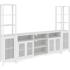 3pcs Entertainment Center with TV Stand & Bookshelves, 2pcs Bookcase Set or Single TV Stand for 70" TVs, for Living Room, Farmhouse Modern Style - 1 of 4
