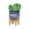 Sagebrook Home 2pc Ceramic Indoor Outdoor Planter Pots with Stands Blue: Hand-Painted, Rust-Resistant, No Drainage Hole - 4 of 4