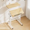 VECELO Standing Desk Adjustable Height, Computer Workstations with Tiltable Tabletop & Lockable Wheels, Portable Rolling Laptop Desk for Office, Brown - 2 of 4