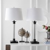 30" Mason Glass/Metal Buffet Lamps with Linen Shades, LED Included - JONATHAN Y - 3 of 4