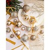 Aoibox 46 Piece Champagne Christmas Ornament Set Shatterproof Ball Ornaments in 3 Sizes with 10 Velvet Bows and 36 Hanging Hooks - 2 of 4