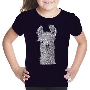 LA Pop Art Girl's Word Art T-shirt - Llama - 1 of 4