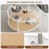 2-Tier Rattan Coffee Table - with Tempered Glass Top, Farmhouse Water-Wave Glass, Metal Boho Tea Center Table, Decor for Living Room Office Home - 4 of 4