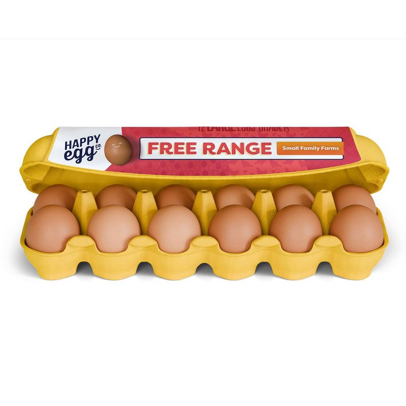 Happy Egg Co. Large Brown Grade A Free Range Eggs - 12ct, 1 of 9