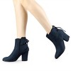 Allegra K Women's Round Toe Block Heel Side Zipper Lace Up Back Ankle Boots - 2 of 4
