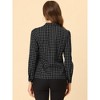Allegra K Women's Work Elegant Bow Tie Neck Puff Long Sleeve Plaid Shirt - 4 of 4