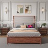NicBex King Wood Bed Frame with Upholstered Headboard,Platform Bed Frame with LED and Charging Station,No Box Spring Needed,Easy Assembly,Beige - 2 of 4