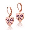 Guili 18K Rose Gold Plated Ribbon & Heart Drop Earrings, a Sweet & Playful Jewelry Piece for Kids & Teens Who Love Cute & Chic Accessories - 2 of 3