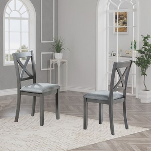 Sapphtopaz Farmhouse Simple Wooden Dining Chairs Set of 4, Side Accent Chairs Kitchen Chairs with Padded Seat for Dining Room, Kitchen - 1 of 4