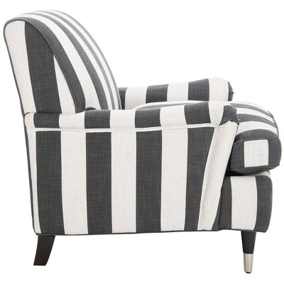 Chloe Black and White Striped Linen Arm Chair