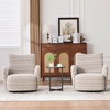 360° Swivel Leisure Chair, Boucle Fabric Striped Armchair with Metal Base, Modern Accent Chair Single Sofa - ModernLuxe - 2 of 4