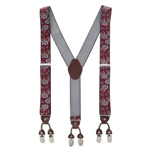 CTM Men's 1.375 Inch Wide Paisley Print Double Clip-End Suspenders - 1 of 4