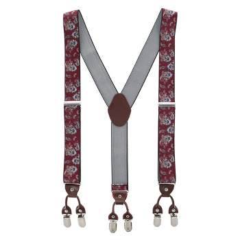 Ctm Men's 1.375 Inch Wide Diamond Print Double Clip-end Suspenders