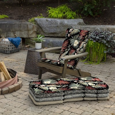 Simone Black Tropical Outdoor Adirondack Chair Cushion