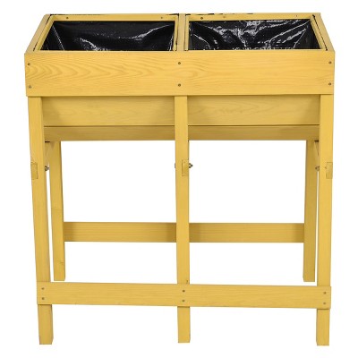 Tangkula Raised Wooden Planter Free Standing Planting Container Vegetable Flower Bed