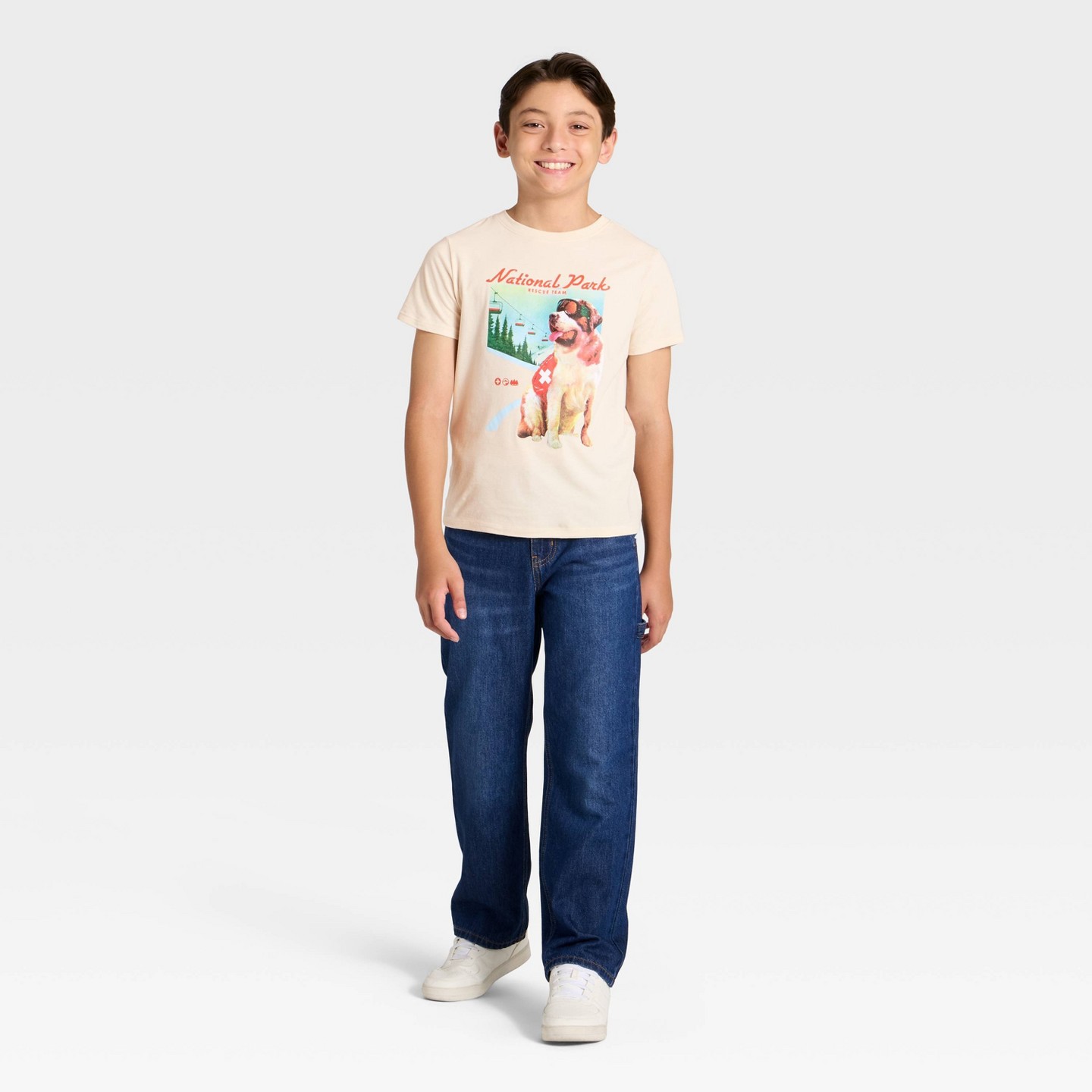 Футболка Cat & Jack Short Sleeve 'National Park' Dog Graphic T-Shirt Cream для мальчиков, цвет: Кремовый — фото 4