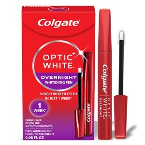 Colgate Optic White Overnight Teeth Whitening Pen, Teeth Stain Remover to Whiten Teeth, 21 Nightly Treatments, Hydrogen Peroxide Gel - 0.08 fl oz - 1 of 4