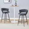 Lyngins Swivel Bar Stools Set of 2,Linen Counter Height Bar Chairs with Metal Legs,Footrest,Anti-Slip Base,Counter Stool for Kitchen Island,Cafes - 2 of 4