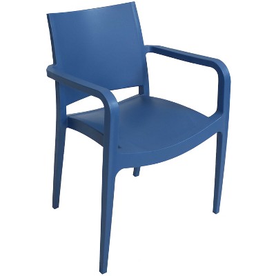 Sunnydaze Plastic All-Weather Commercial-Grade Landon Indoor/Outdoor Patio Dining Arm Chair, Navy Blue