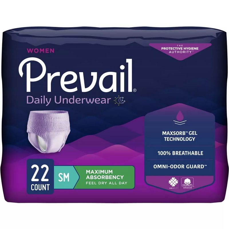 Prevail Adult Incontinence Underwear for Women, Pull On with Tear Away Seams, Maximum Absorbency, 1 of 3