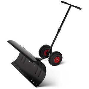 36"W Heavy-Duty Snowplow, with Adjustable Handle and Tilting Blade, Efficiently Removes Snow, Suitable for Driveways, Doorways, Sidewalks, Patios - 1 of 4