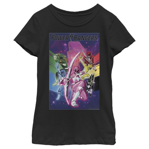 Girl's Power Rangers Rainbow Poster T-shirt - Black - Small : Target