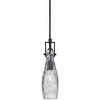 Uttermost Matte Black Mini Pendant Light 9" Wide Modern Clear Water Glass Teardrop Shade for Dining Room House Bedroom Kitchen - 4 of 4