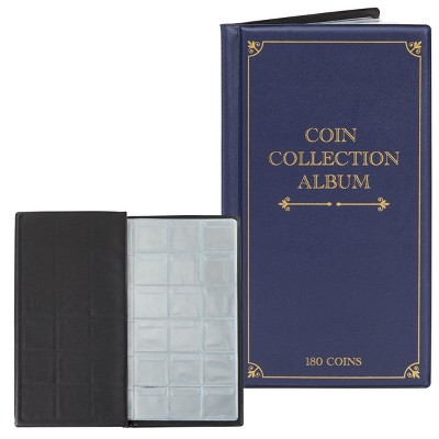 Bright Creations 2 Pack Coin Collection Album, Holds Up To 180 Coins Each, Dark Blue, 6.5x11.4 in
