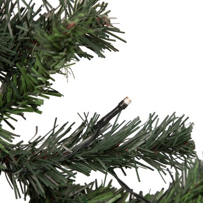 Pre-Lit Burgundy and Gold Pine Christmas Garland with LED Lights