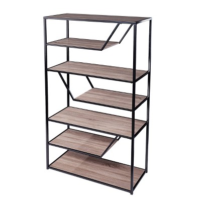 68" Netwey Modern Farmhouse Etagere Black/Oak - Aiden Lane