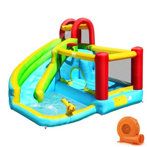 Costway Inflatable Kids Water Slide Jumper Bounce House Splash Water Pool with 550W Blower - 1 of 4