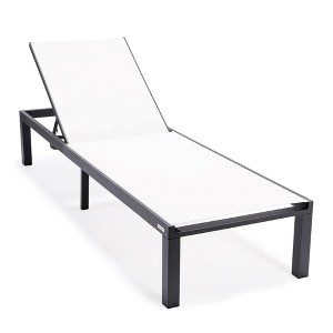 LeisureMod Marlin Patio Sling Chaise Lounge Chair in Black Aluminum - 1 of 4