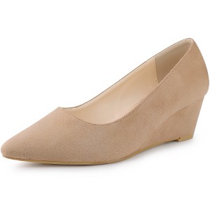 Allegra K Women's Pointy Toe Slip on Wedge Heel Pumps - 1 of 4