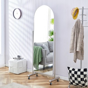 Vynxaria Silver 27 in. W x 69 in. Fourth generation full body mirror with pulley, dressing mirror, clothing floor standing mirror - 1 of 4