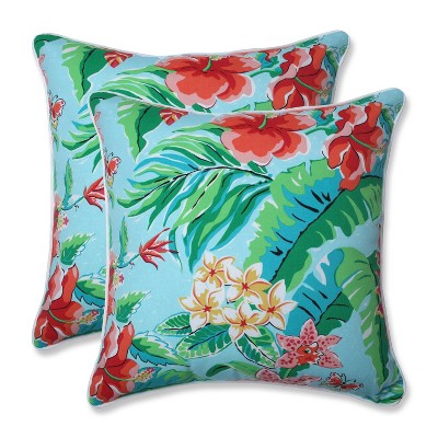 18.5" 2pk Tropical Paradise Throw Pillows Blue - Pillow Perfect