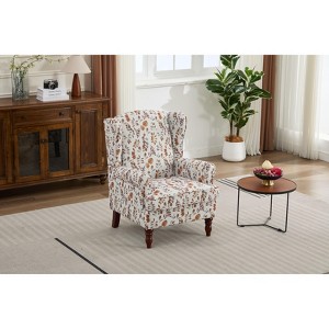 Okak Mid-Century Aesthetic Fabric Lounge Armchair with Floral Design,Leisure Sofa Accent Chair for Living Rooms,Relaxation Areas - 1 of 4