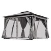 Maliang 10x12 ft Outdoor Gazebo Tent with Double Roofs, Patio Gazebo with Mosquito Netting & Privacy Screens, for Backyard, Garden, Lawn (Gray) - 3 of 4