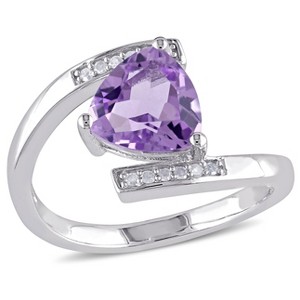 EVERLY JEWELRY | Sterling Silver Amethyst and Diamond Trillion Tension-set Ring - 1 of 4