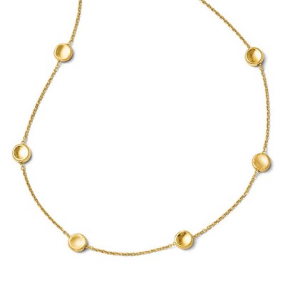 Black Bow Jewelry 14k Yellow Gold Italian Concave Beaded Station Necklace, 18 Inch