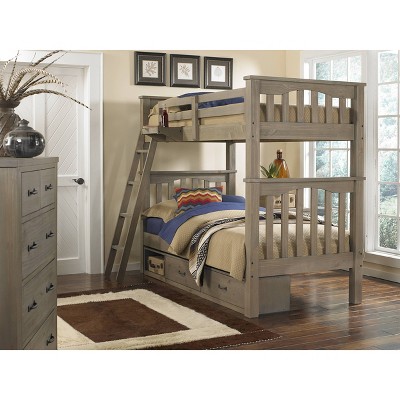 Twin Over Twin Highlands Harper Bunk Bed with Storage Driftwood - Hillsdale Furniture