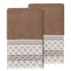 Linum Home Textiles 100% Turkish Cotton AIDEN Embellished Towel Set - 1 of 2